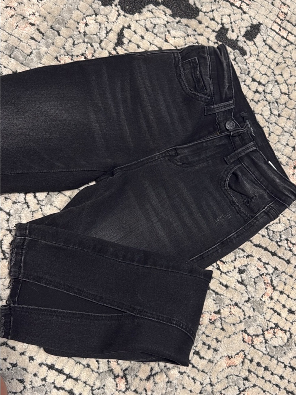 Flying Monkey split hem Black Jeans with Subtle Fade